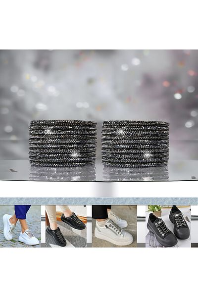 AiryFooT Crystal Stone Shiny Stone Shoelaces 100 Cm 1 Pair Endless Model (Smoked)