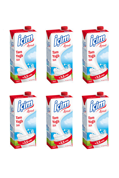 İçim Sade Tam Yağlı Süt 1 Lt X 6 Adet