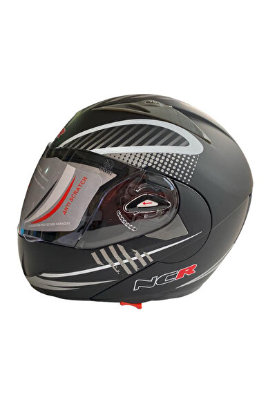 NCR MOTOSİKLET NCR ÇENE AÇILIR VİZÖRLÜ MAT SİYAH MONSTER KASK