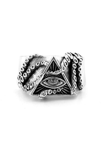 Solfera All Seeing Eye Pyramid Illuminati Brass Adjustable Men's Ring Rg066