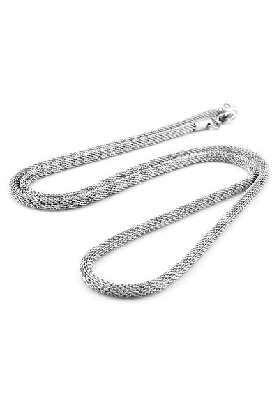 Solfera Straw Weave 3 mm Thickness Stainless Steel Men's Chain Necklace Q0842