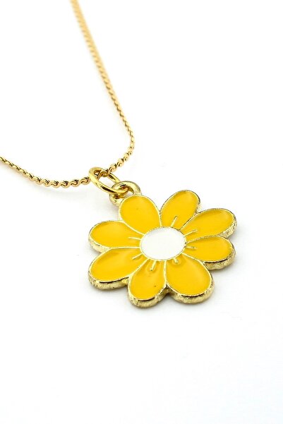 Solfera Yellow Daisy Flower Spring Steel Chain Women's Necklace Q0760