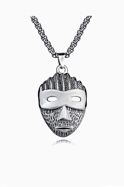 Solfera Antique Ceremony Mask Retro Design Steel Men's Necklace Chain Q0831