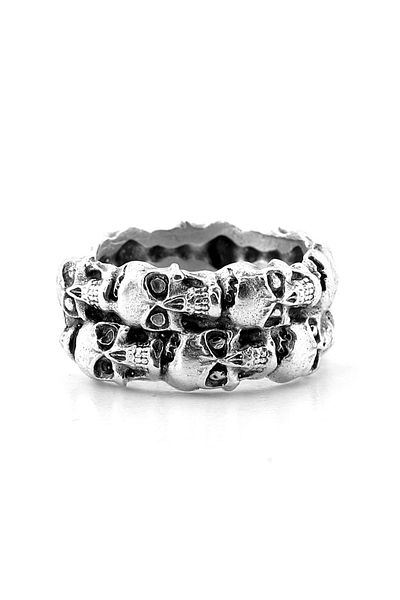 Solfera Double Row Skull Gothic Brass Adjustable Mens Ring Rg060