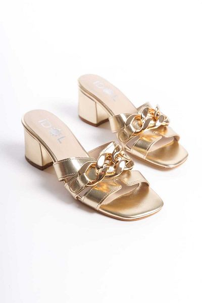 İDOL SHOES ΓΥΝΑΙΚΕΙΕΣ ΠΑΝΤΟΦΛΕΣ ΜΕ ΤΑΚΟΥΝΑ ΜΕ ΔΕΡΜΑΤΙΝΗ ΠΛΑΚΑΚΙΑ