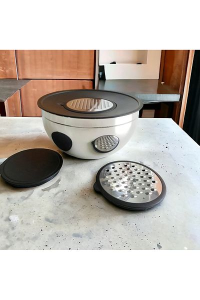 Akkoyunlu home Akkoyunlu Hoem Stainless Steel Mixing & Storage Bowl Set with Grater