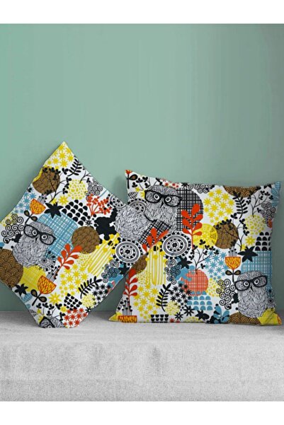 Gofre Home Husă de pernă decorativă 2 bucăți cu model bufniță imprimată digit...