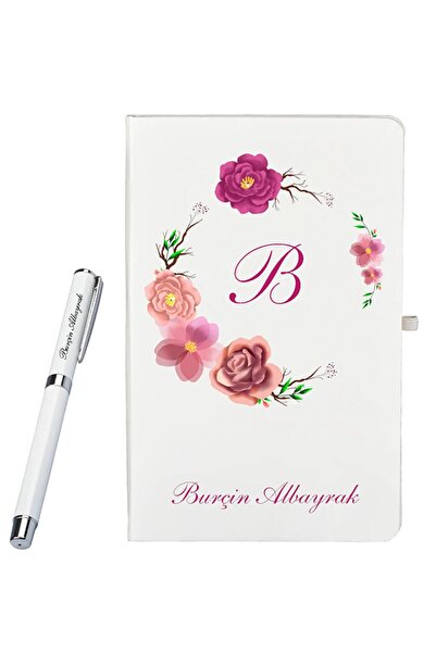 Bolbolhediye Sevgiliye Hediye Çiçek Tasarımlı Kişiye Özel Defter Ve Kalem Hed...