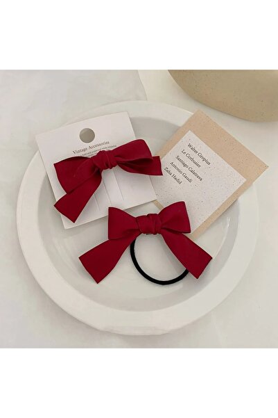 MutluBiDünya Lily Kız Çocuk İkili Saten Bağlama Tokası Lastik Toka