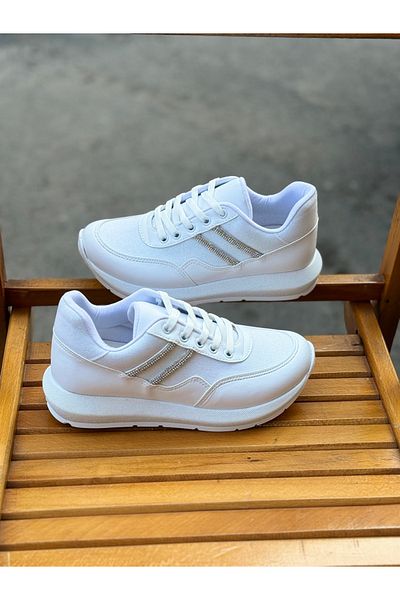 KAFKASLAR AYAKKABI Glitter and Jewelled Lace-up Casual Sneakers