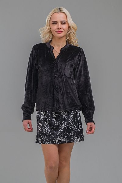 Bold & Young Cămașă din catifea Lycra cu guler negru pentru femei