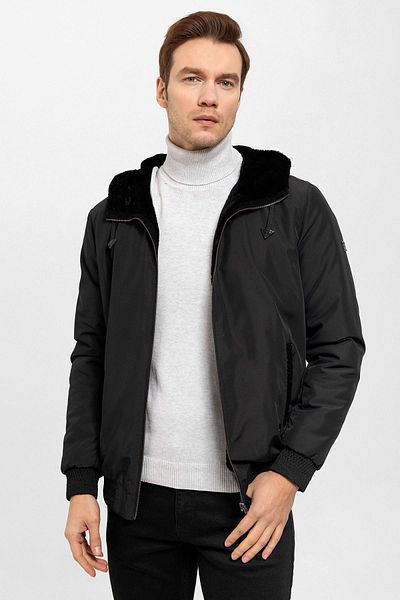 Deriderim Black Chris Reversible Hooded Wool Men's Coat