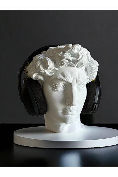 Nerva Design 3D Michelangelo David/Davut Özel Tasarım Kulaklık Tutucu, Dekoratif Kulaklık Tutacağı/Standı - 23 cm