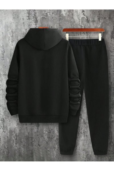 FECCY Set de trening unisex roșu cu buzunare cangur și mâneci lungi