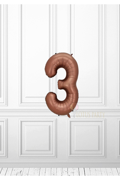 LOTUS PARTY بالون فويل ذو أرقام بنية - بالون فويل ذو أرقام ريترو 3 أرقام
