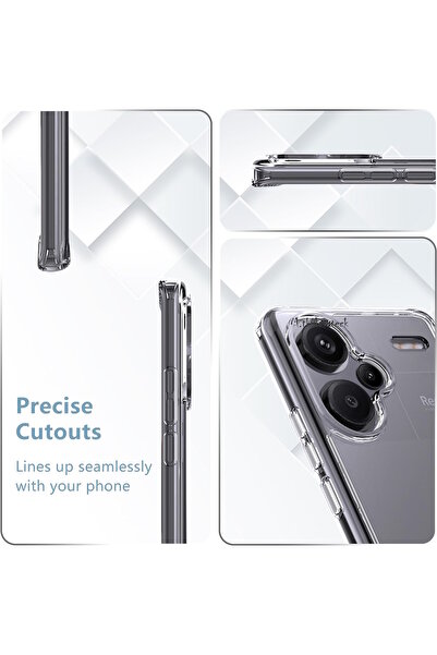 m.tk moveteck Case for Xiaomi Redmi Note 13 Pro+ Plus Case Camera Protruding Protection Soft Transparent Silicone Colorless