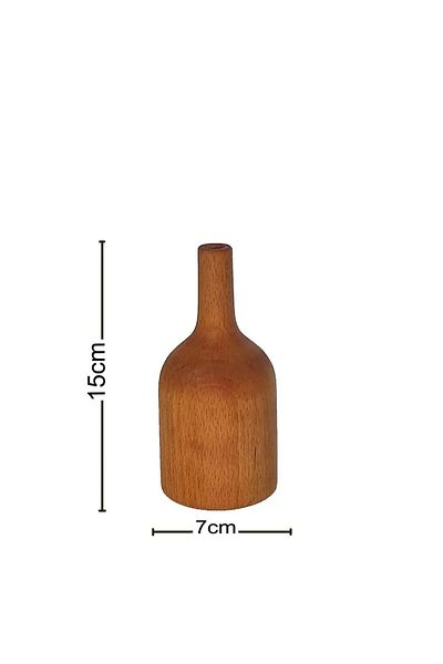 WooDanica Wooden Vase Set of 3 - Beech Wood Home Decoration, Pampas Dried Flowers