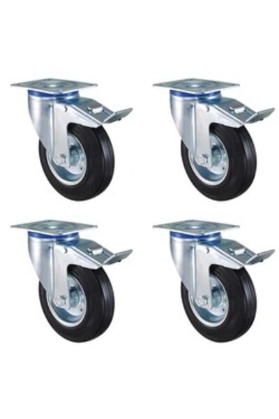 Kama Kauçuk Dolgu Lastik Sanayi Tekeri 4'lü Frenli Tekerlek - 125 mm Çap