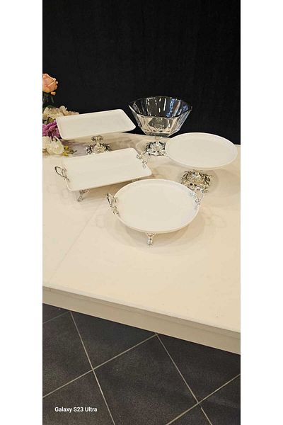 MaviDamla 5 PIECES CLASSIC LEGED PORCELAIN AND GLASS PRESENTATION SET