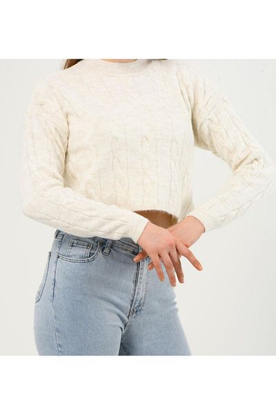 NOBLELOOK Women's Hair Knit Knitwear Crop Sweater