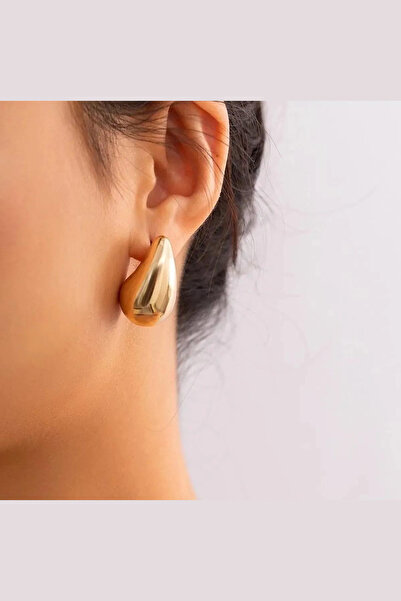 Diloshtrend Design Kadın Küpe Gold  Gözyaşı Damla Model küpe