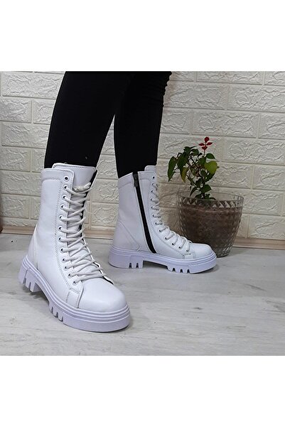 grijak Beyaz Cilt Fermuarlı Bağacaklı  Postal Bot