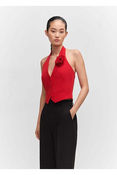 MANGO Woman Vest with flower appliques