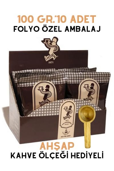 ihsan kurukahvecioğlu halefleri Turkish Coffee 100 gr Foil Package 10 Pieces*1 Kg(İHSAN DRY COFFECIOĞLU ALFANS)Scaling Spoon Gift