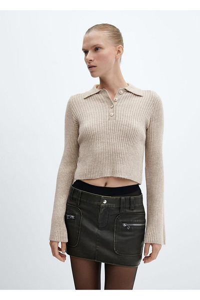 MANGO Woman Pulover cu guler polo cu mâneci clopot