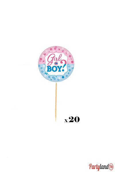 PartylandTR Kız Mı Erkek Mi Cinsiyet Kürdan Süs 20 Adet