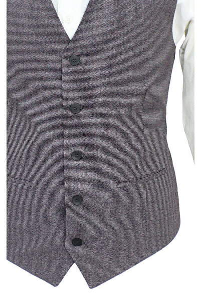 MENTOR REGALO Men's Vest V-Neck Claret Red Patterned 50613