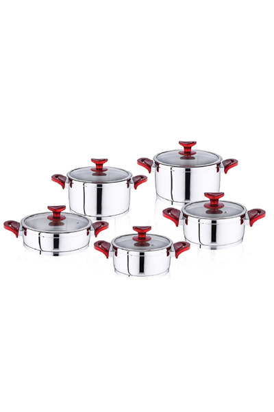 SAFINOX Vision 10 Parça Kırmızı Tencere Seti 1 Mm