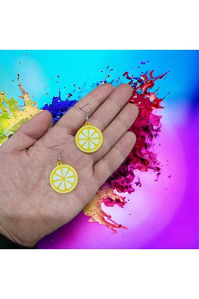 3DHOBİCENTER Lemon Earrings Lemon Swinging Earrings
