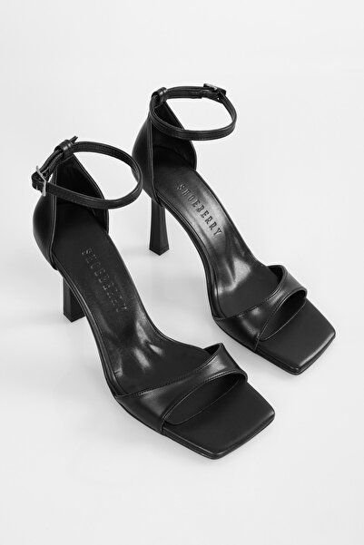 Shoeberry Дамски черни кожени обувки на ток Vinetta