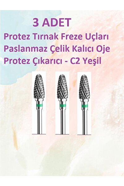 Helios 3 adet Protez Tırnak Freze Uçları Paslanmaz Çelik Kalıcı Oje Protez Çı...