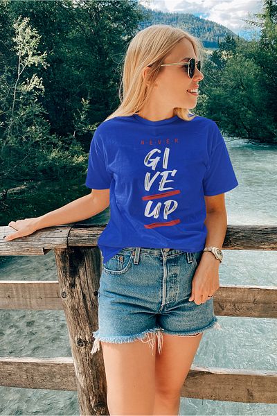 ADABEBEK Γυναικείο υπερμεγέθη μπλουζάκι Gıve Up Never Printed