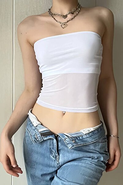 BENİMOLMALI Bluză Crop Bustieră Transparentă Crop Madonna Sports Crop Bluză f...