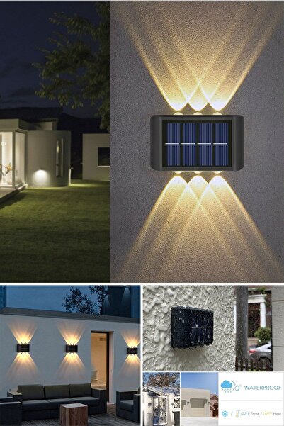 baytoptan Modern 6ledli  Solar Duvar Lamba Dekorasyon Aydınlatma Aplik Güneş ...