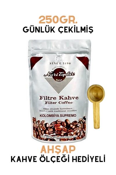 Nuri Toplar Kurukahveci Filter Coffee 250Gr. Colombia Supremo French Press 1 Piece