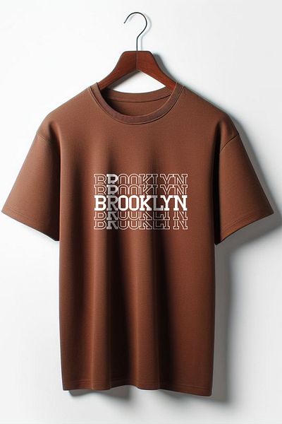 Vordevia Кафява тениска с голям размер и щампа Brooklyn