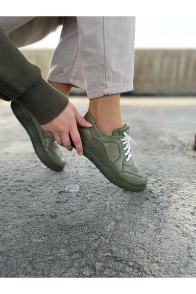 İLOLİCA İç Dış Hakiki Deri Ortopedik Tabanı Dikişli Kadın Spor Ayakkabı