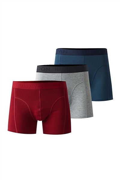 josejuan 3-Piece Men's Boxers Cotton Lycra Waist Written Rubber 1003