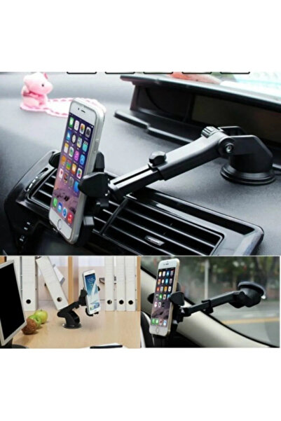 mimtec Araç Içi Uzayan Ayarlanabilir Cam Ve Torpido Için Vantuzlu Oval Telefon Tutucu