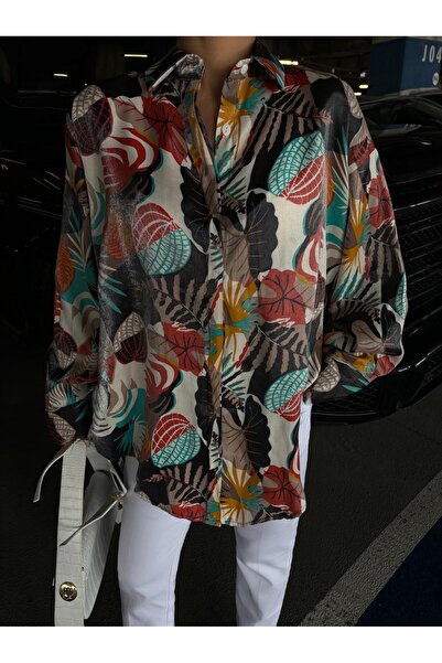 LB Laluna Butik Жіноча сорочка з візерунком, з боковим розрізом