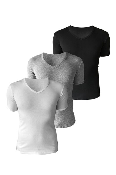 josejuan 3-панельний чоловічий атлетичний светр з напіврукавами та V-подібним коміром, 100% бавовна, рибана 3206