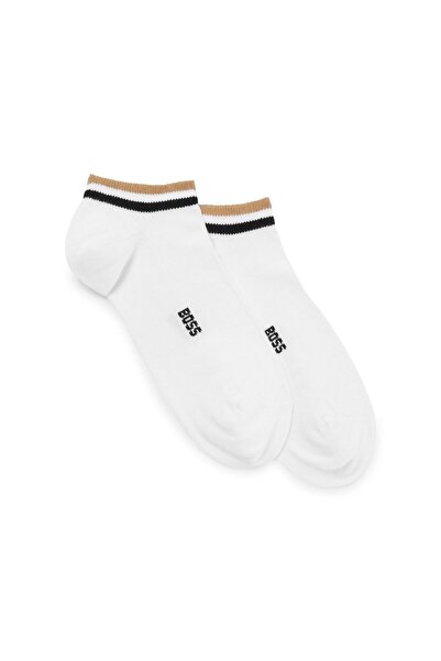 BOSS Erkek Pamuklu Logolu Dokuma Kumaş Beyaz Çorap 50491192-100