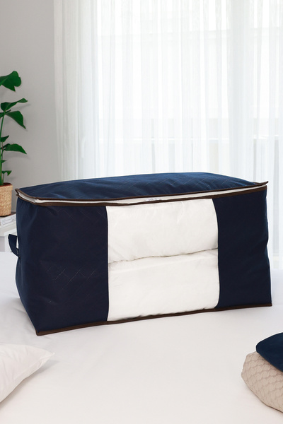 REKHOME Pernă de dimensiuni mari, albastru bleumarin, cu fereastră, cuvertură de pulover / 75x40x40