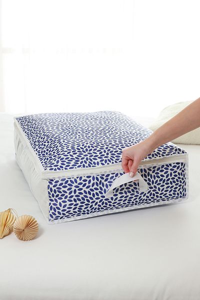 REKHOME Windowed Leaf Navy Blue Base Pillow Quilt Sweater Bag / 60x45x15