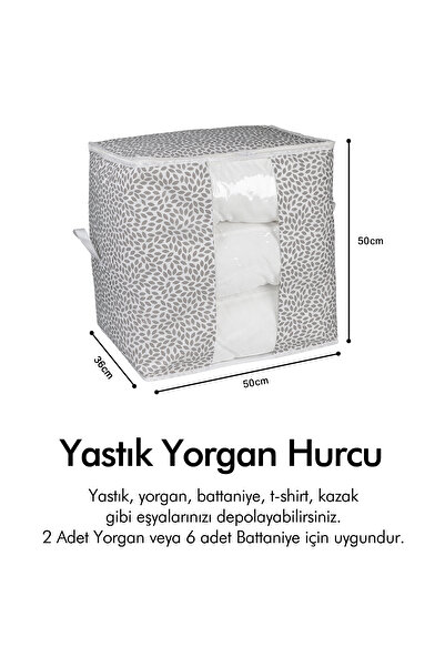 REKHOME Παπλωματοθήκη πουλόβερ με μοτίβο σε γκρι φύλλο με παράθυρο / 50x50x36