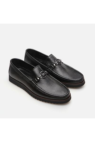 Hotiç Genuine Leather Men's Black Loafer